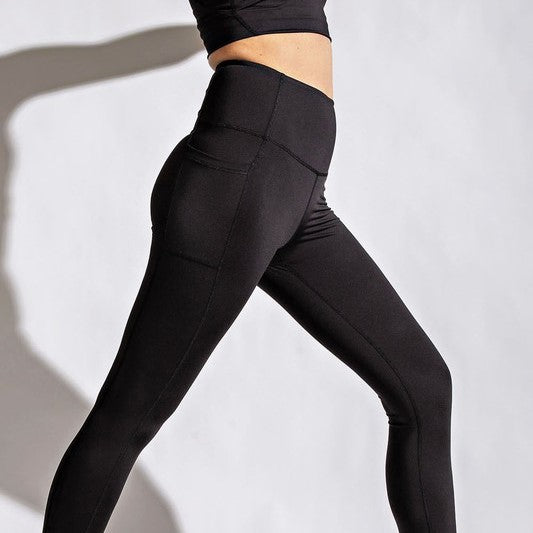 Side view of Full Length Compression Leggings - Black