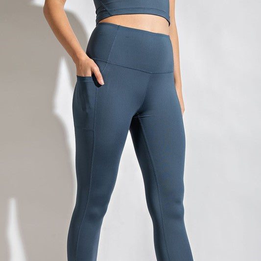 Top view of Full Length Compression Leggings - Iron Blue